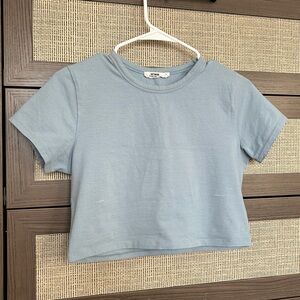 Cotton Cropped Blue Tee